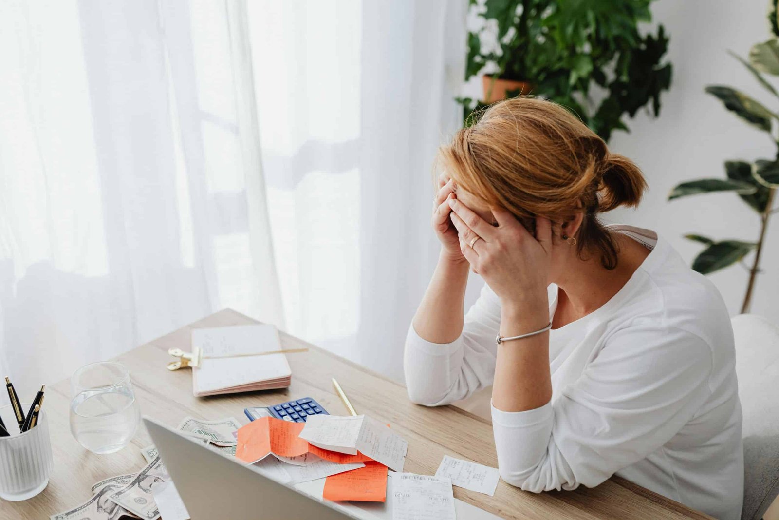 A woman stressed of overtime on her chair